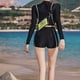 thumbnail image 5 of Traje de baño de 2 piezas para mujer con cremallera de manga larga y parte inferior con sujetador incorporado, 5 of 8