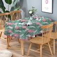 thumbnail image 3 of Flamingo Oval Tablecloth,Pink Oval Tablecloth, Pink Flowers Print Table Cloth, Summer Waterproof Wrinkle Free Oval Tablecloth for Oval Tables 60 X 102 Inch, 3 of 5