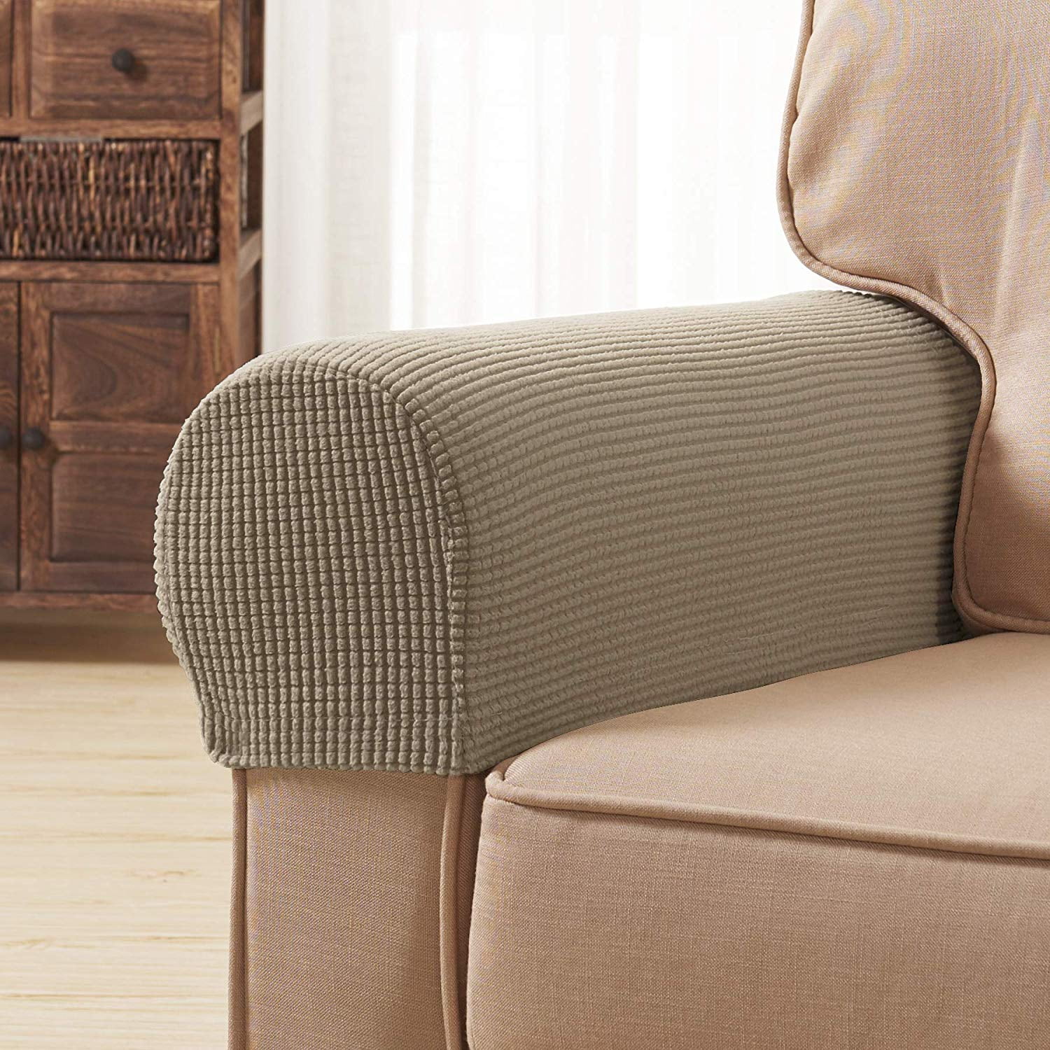 Subrtex Spandex Stretch Fabric Armrest Covers Anti Slip Furniture Protector Sofa Armchair Slipcovers For Recliner Sofa Set Of 2 With Free Twist Pins For Fixing Camel With Twist Pins Walmart Com Walmart Com
