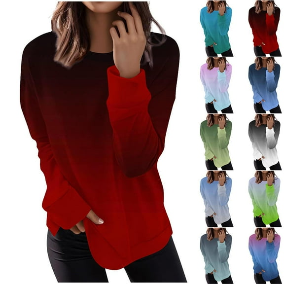 HomeDM Sweatshirt for Women Fall Crewneck Long Sleeve Shirts Casual Comfy Pullover Tops - Wine/L