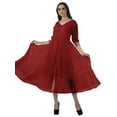 thumbnail image 2 of Moomaya Robes d'Été Unies Femmes Robe à Manches Longues Longues Robes, 2 of 6