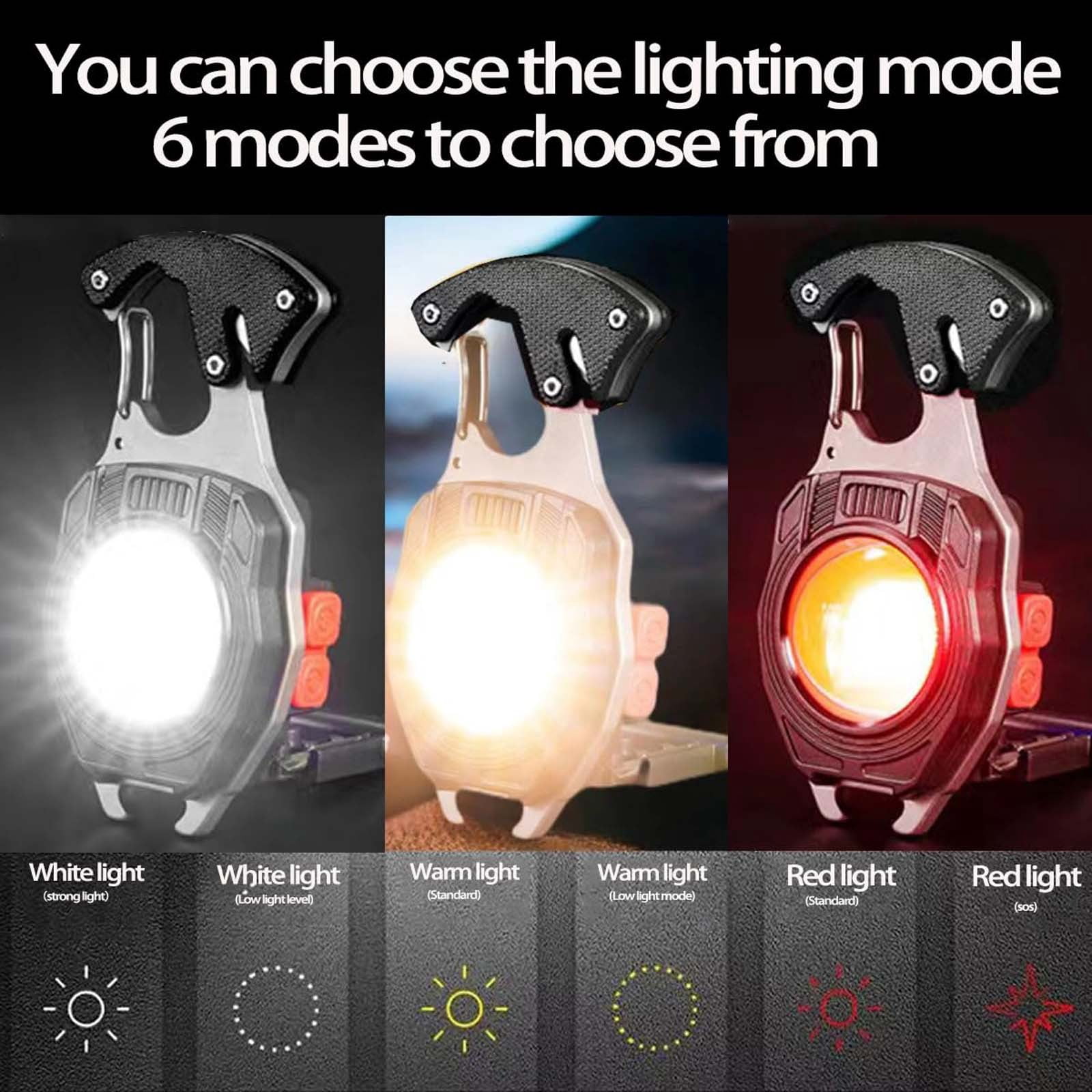Utilities, Furenl Cob Keychain Work Light Keychain Flashlight 7 Light Modes 1600 Portable Usb Rechargeable Cob Work Light Emergency Light with Folding Bracket and Magnet Base Cam
