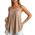 thumbnail image 6 of Women's Spaghetti Strap Sleeveless Tank Tops with Built in Bra Racerback Loose Flowy Beach Camis Lightweight Casual Summer Blouses Khaki, 6 of 6