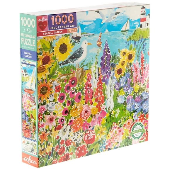 eeBoo: Piece and Love Seagull Garden 1000-piece rectangular adult Jigsaw Puzzle, Jigsaw Puzzle for Adults and Families, includes Glossy, Sturdy Pieces and Minimal Puzzle Dust