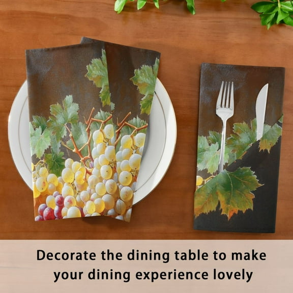 BZSMCE Satin Native Fab Cotton Dinner Napkin Grapes Pattern Reusable