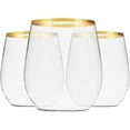 thumbnail image 2 of 24 Pack Plastic Stemless Wine Glasses with Gold Rim, Disposable 12 Oz Clear Wine Cups – Shatterproof Recyclable And BPA-Free, Fancy Party Cups for Wedding Reception Cocktail Parties and Catered Events, 2 of 2