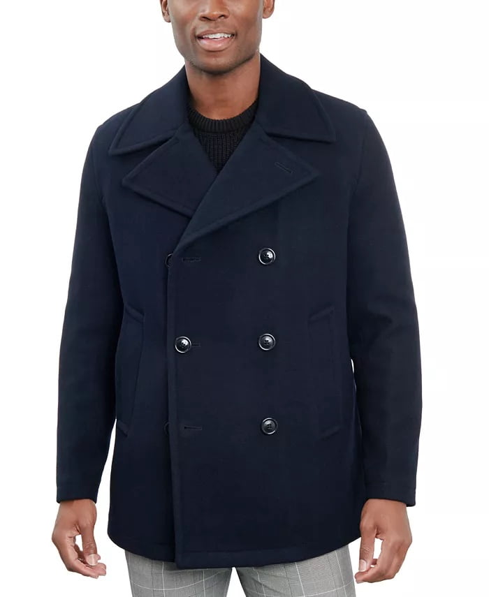 Claiborne Mens Black Wool Blend Pea Coat Jacket XX-Large - Walmart.com