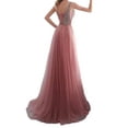 thumbnail image 3 of Frontwalk Women Solid Color Prom Maxi Dresses Strappy Mesh Summer Beach Sundress Glitter Holiday Long Dress, 3 of 4