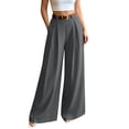 thumbnail image 2 of Aimik Women's High Waist Pleated Wide Leg Dress Pants Solid Color Straight Leg Trousers with Belt Work Business Long Pant, 2 of 6