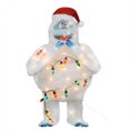 thumbnail image 1 of ProductWorks 32 Inch Bumble Snowman with Santa Hat Pre Lit Holiday Decor, 1 of 1