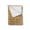 thumbnail image 2 of Vintage Soft Flannel Fleece Throw Blanket, Antique Moroccan Style Inspired Geometric Stars Formed by Diamond Shapes, Cozy Plush for Indoor and Outdoor Use, 50" x 70", Beige and Caramel, by Ambesonne, 2 of 6