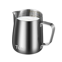 Tuni Milk Frothing Pitcher - 12oz/350ml Stainless Steel Milk Jug Steaming Cup, Milk Coffee Cappuccino Latte Art Steam Creamer Pitchers Milk Frother Pitcher