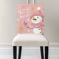 thumbnail image 3 of Christmas Snowman Chair Covers Set of 1 Winter Showflake Pink Chair Back Covers Stretch Removable Washable Slipcovers Protector for Dining Room Kitchen Party Decor, 3 of 5