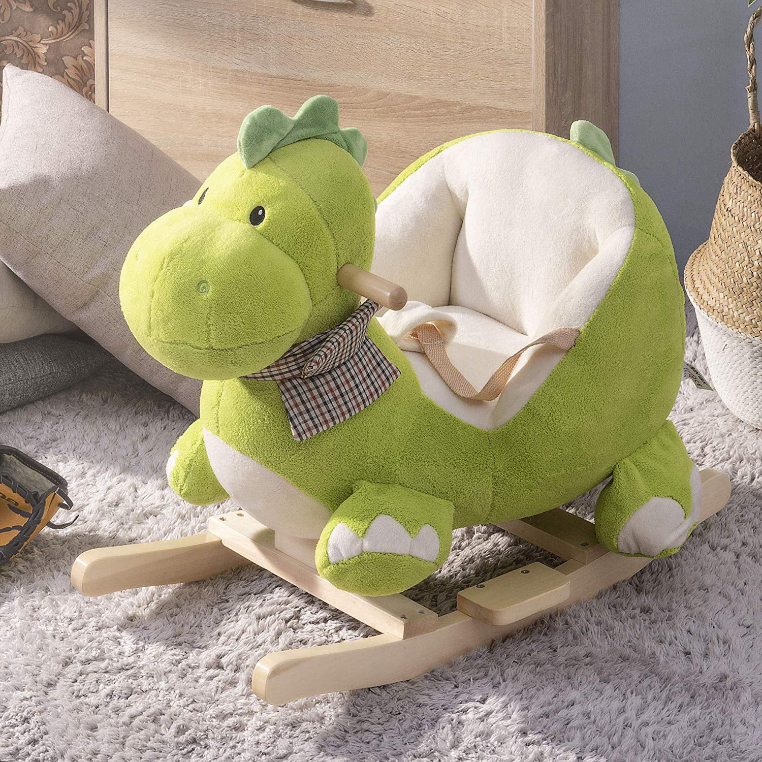 green dinosaur rocker