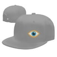 thumbnail image 7 of DouZhe Flat Brim Cap Snapback Hat, Blue Eye Icon Prints Adjustable Gray Adult Baseball Cap, 7 of 7