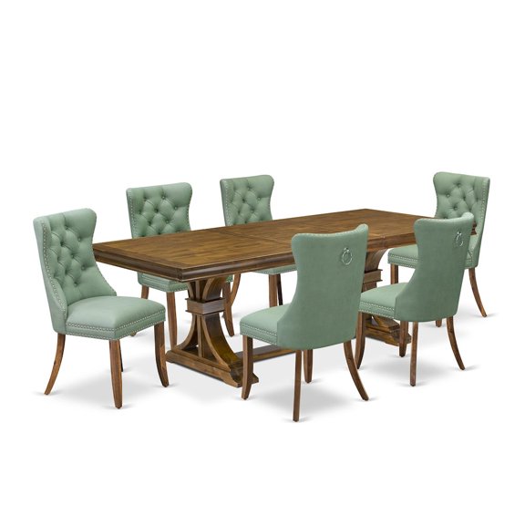 Luxe by East West Furniture 7 piece Kitchen Table Set consists of a Dining Table and 6 Modern Dining Chairs