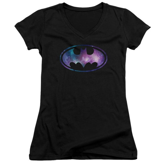 Batman Galaxy Signal Junior Women's T-Shirt V-Neck Black
