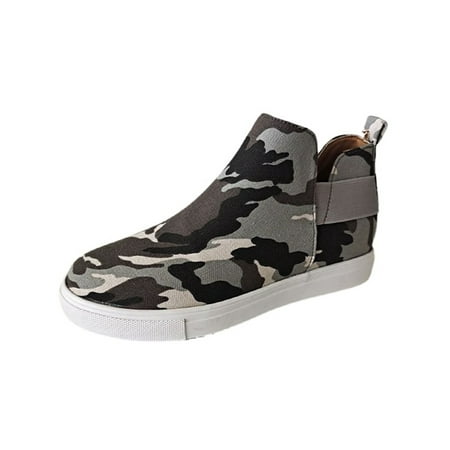 

GENILU Ladies Fashion Sneakers Leopard Print Sneaker Booties Outdoor Cut Out Ankle Boots Camouflage 6.5