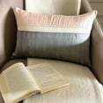 thumbnail image 6 of The HomeCentric Light Pink Pack of 2, 12"x26" (30x65 cm) Lumbar Pillow Cover, Silk Color Blocking & Patchwork Oblong Pillow, Modern Pattern Striped Style - Plush Light Pink Silk, 6 of 10