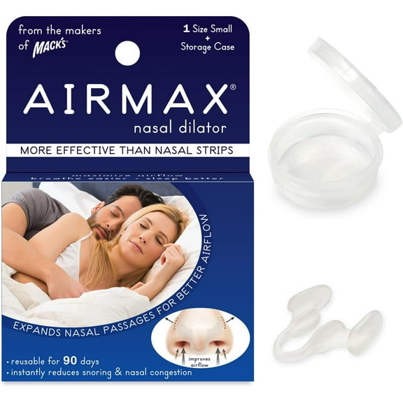 AIRMAX Nasal Dilator for Better Sleep - Natural, Comfortable, Anti Snoring Sleep Aid Solution for Maximum Airflow and Easier Breathing (Small - Clear)