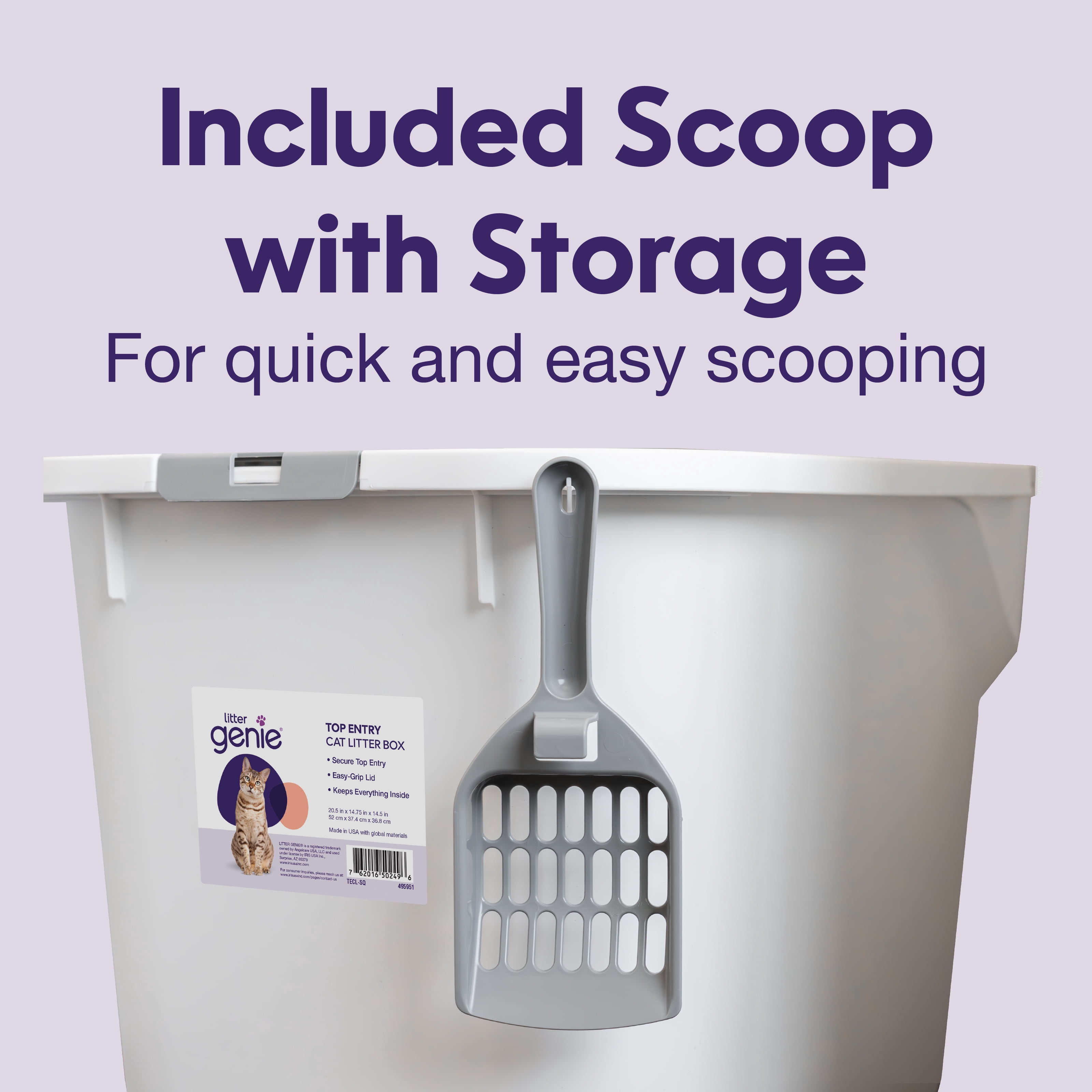 Litter Genie Cat Litter Box, Large Cat Box Enclosure, Top Entry with Litter Catching Lid