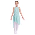 thumbnail image 2 of Sinleey Kids Girls Ballet Modern Lyrical Dance Dress Asymmetrical Hem Leotard Tutu Skirt Figure Ice Skating Dress Light Blue 6, 2 of 7