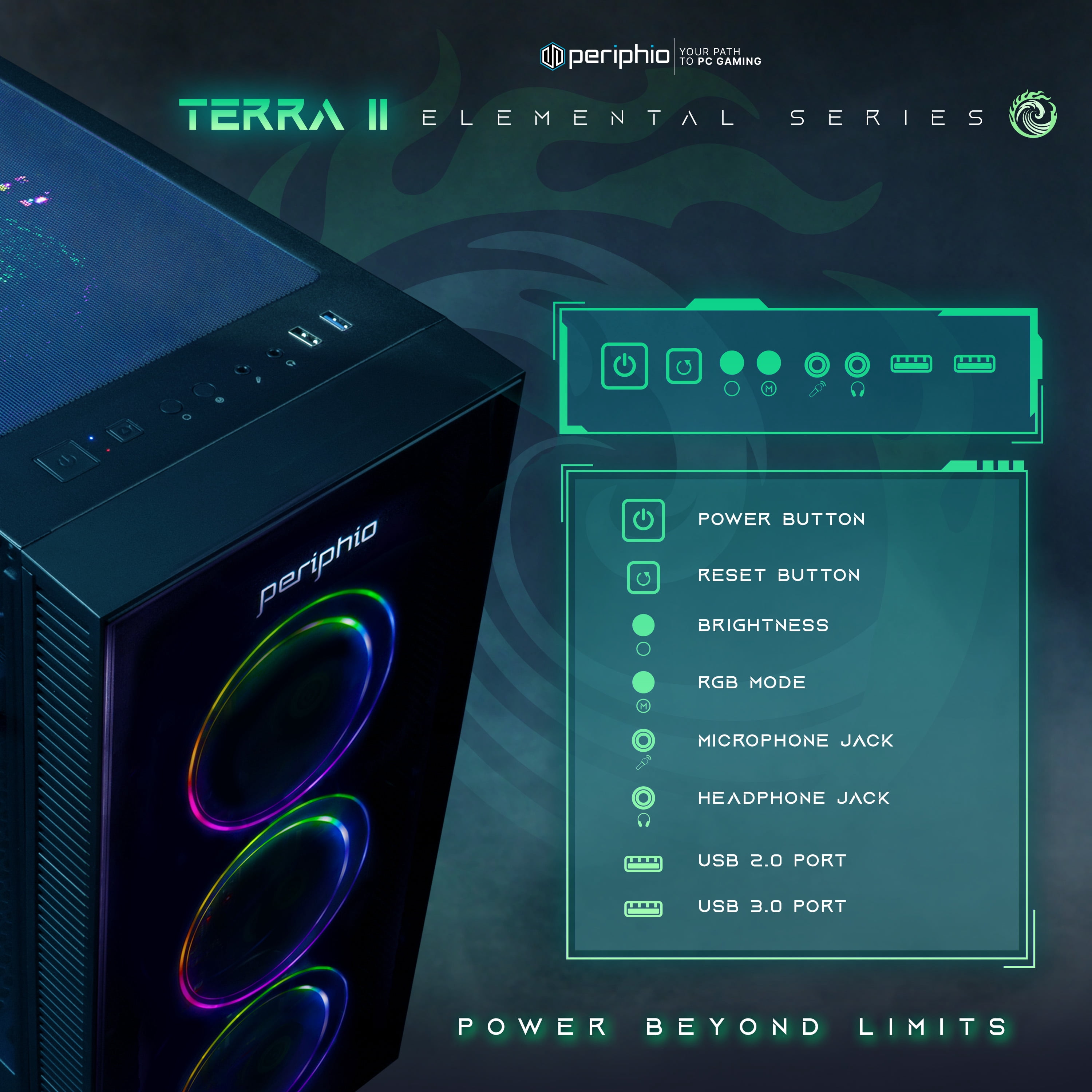 Periphio Terra-II Prebuilt Gaming PC - Liquid Cooled AMD Ryzen 5 8600G (5.0GHz Turbo), Radeon 760M Graphics, 32GB DDR5 RAM, 1TB NVMe M.2 SSD, Windows 11 Gaming Desktop Computer, WIFI + BT