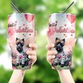 thumbnail image 4 of Hello Valentine’s Day Scottish Terrier Flower Crown Romantic Pink Floral 30oz Stainless Steel Tumbler Insulated Cup with Lid Scottie Dog Lover Gifts - 00031, 4 of 5