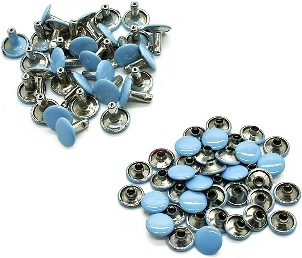 Trimming Shop 10mm Double Cap Rivets, Leather Rivets Tabular Metal Studs  for Clothing Blue, 100 Sets