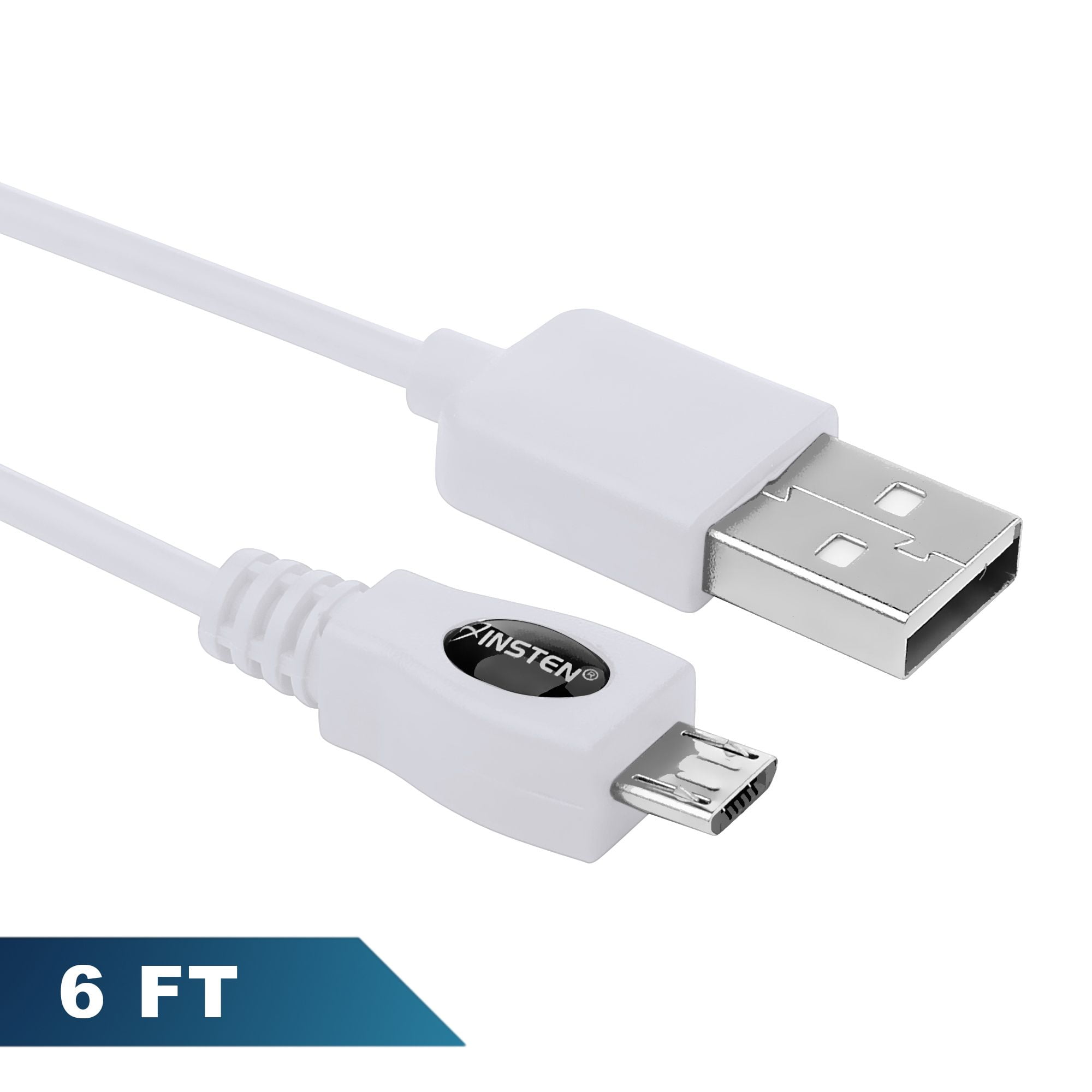 Insten 6 Ft Micro Usb Cable Data Sync Charger Cable Charging Cord 6ft For Android Samsung Smartphone Cell Phone White Walmart Com Walmart Com