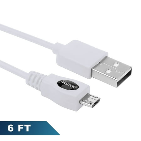 Insten 6FT Micro USB Cable Charging Cord White for Samsung Galaxy S7 S6 S5 S4 Note 5 4 3 2 Core Grand Prime J1 J3 J7 LG Aristo K7 K8 K10 K4 K3 G4 G3 G Pro Flex Stylo 3 2 Stylus X Style ZTE Maven (Galaxy Core Best Price)