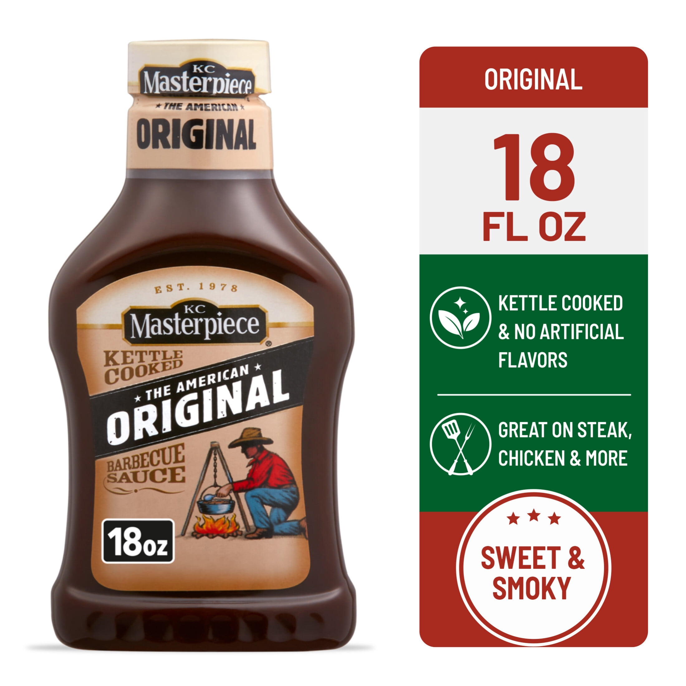 (6 pack) KC Masterpiece Original Barbecue Sauce, 18 fl oz Bottle