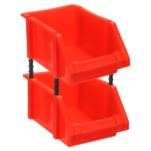 Uxcell 2pcs Plastic Shelf Bins 8.3" x 5.1" x 4.3" Wall Mounted Storage Bins, Red