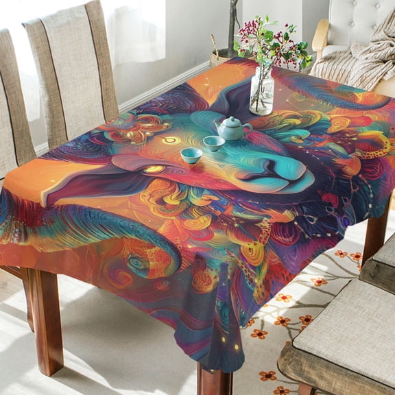 BZSMCE Square Tablecloth Rainbow Ram Pattern Tableclothes