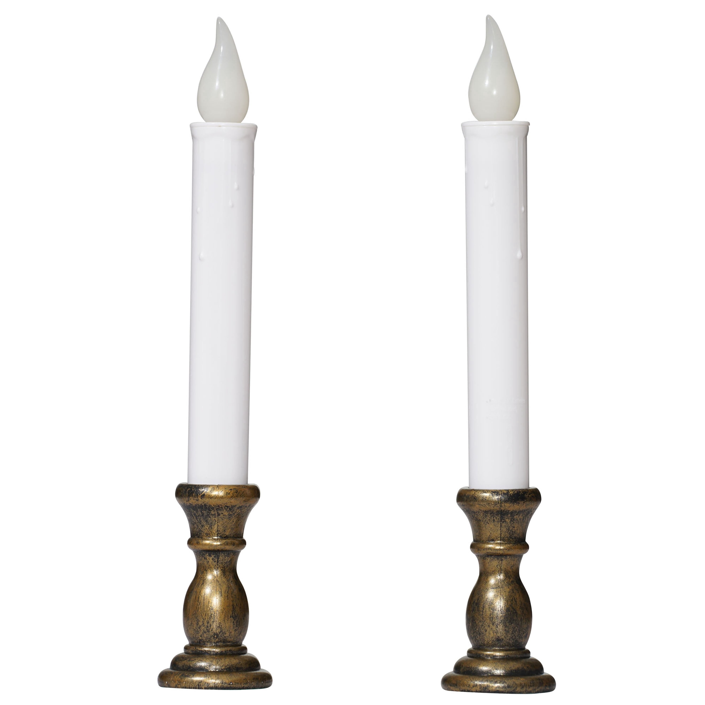 Indoor Battery-Operated LED Flameless Christmas Taper Candle Lamps, Yellow, 9.5", 2 Count, by Holiday Time