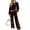 Brown, variant on Women’s Velvet 2 Piece Loungewear Set Crew Neck Long Sleeve Loose Top & High Waist Wide Leg Pants Soft Velour Casual Tracksuit Outfit White L