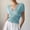 Light Blue, variant on Women's V-Neck Wrap Short Sleeve Solid Color Cross Knit Sweater, L