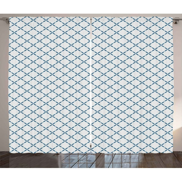 Trellis Curtains 2 Panels Set, Lattice Like Pattern Chain Nostalgic