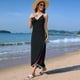 thumbnail image 5 of Vestido Cruzado Sin Mangas con Escote en V y Espalda Abierta para Mujer con Ribete en Contraste Negro XXL, 5 of 10