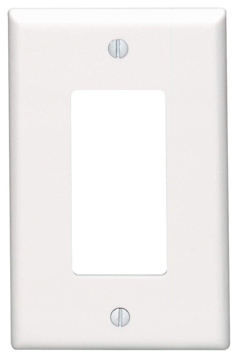 Leviton 80601-W 1-Gang Decora/GFCI Device Wallplate, Midway Size,  Thermoset, Device Mount, White
