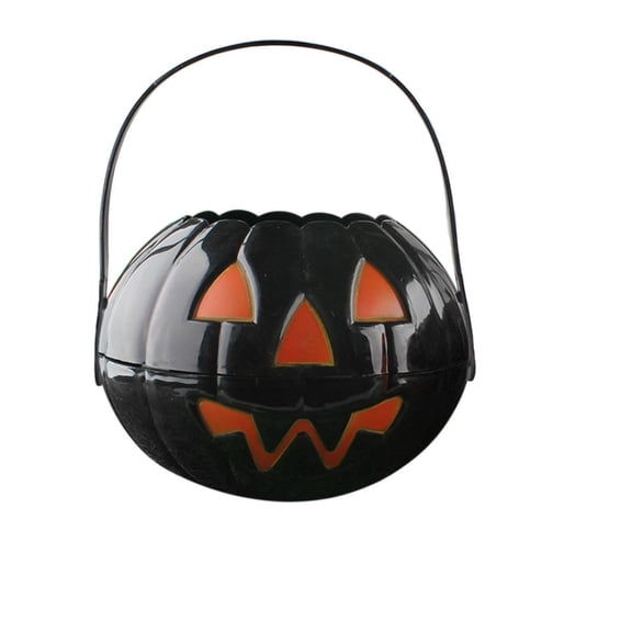 Clearance Under $5 | Detachable Foldable Pumpkin Candy Bucket for Halloween Trick or Treat, Black