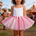 thumbnail image 2 of SUXIAN Tulle Skirt Carnival Patchwork Mesh Tutu Ballet Dance Party Outfit For Kids Girls Skirt Hot Pink 2-8 Years, 2 of 4