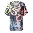 thumbnail image 4 of Hauts d'Été Grande Taille pour Femmes Col Rond Imprimé Manches Courtes T-Shirt Blouse Ample Col en V T-Shirt Femmes en Solde, 4 of 5