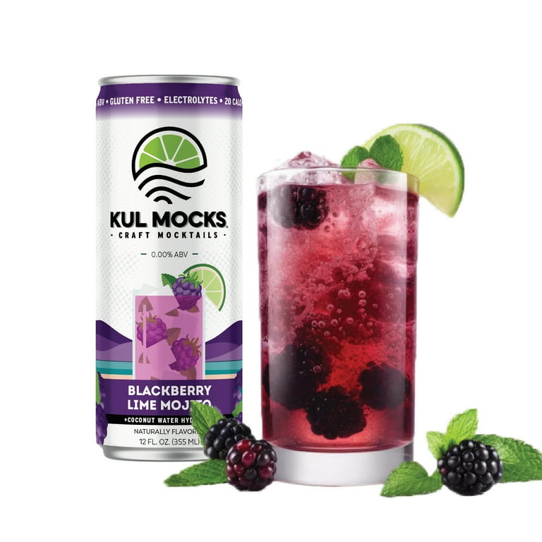 KUL MOCKS Blackberry Lime Mojito Mocktail 4 Pack Non-Alcoholic