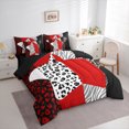 thumbnail image 3 of Homewish Fashion Stars Teens Bedding Comforter Set 7-Piece, Modern Zebra Cheetah Print King Bedding Sets, Chic Red Polkadots Reversible Bed Sheets, Breathable Home Decor, 3 of 7