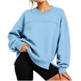 thumbnail image 6 of Women's Oversized Crewneck Sweatshirt Long Sleeve Side Slit Loose Pullover Tops Casual Fall Winter Sweatshirt, 6 of 9