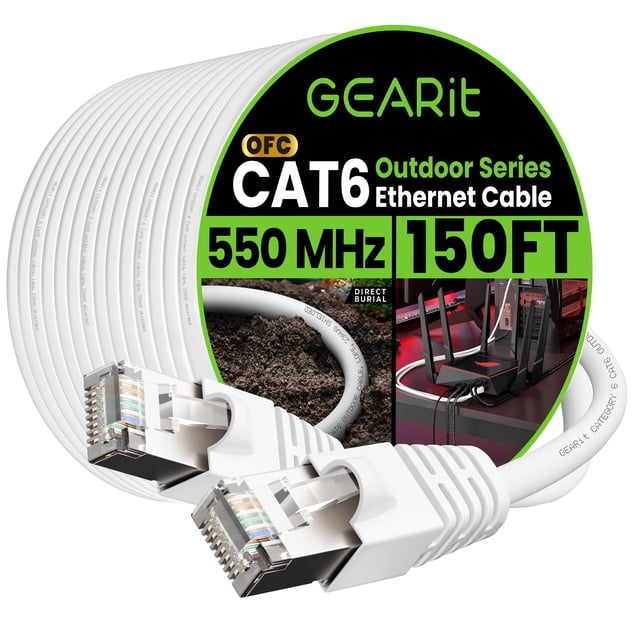 Cable Ethernet GearIt Cat6 Outdoor, 150 pies, 23 AWG, cobre puro