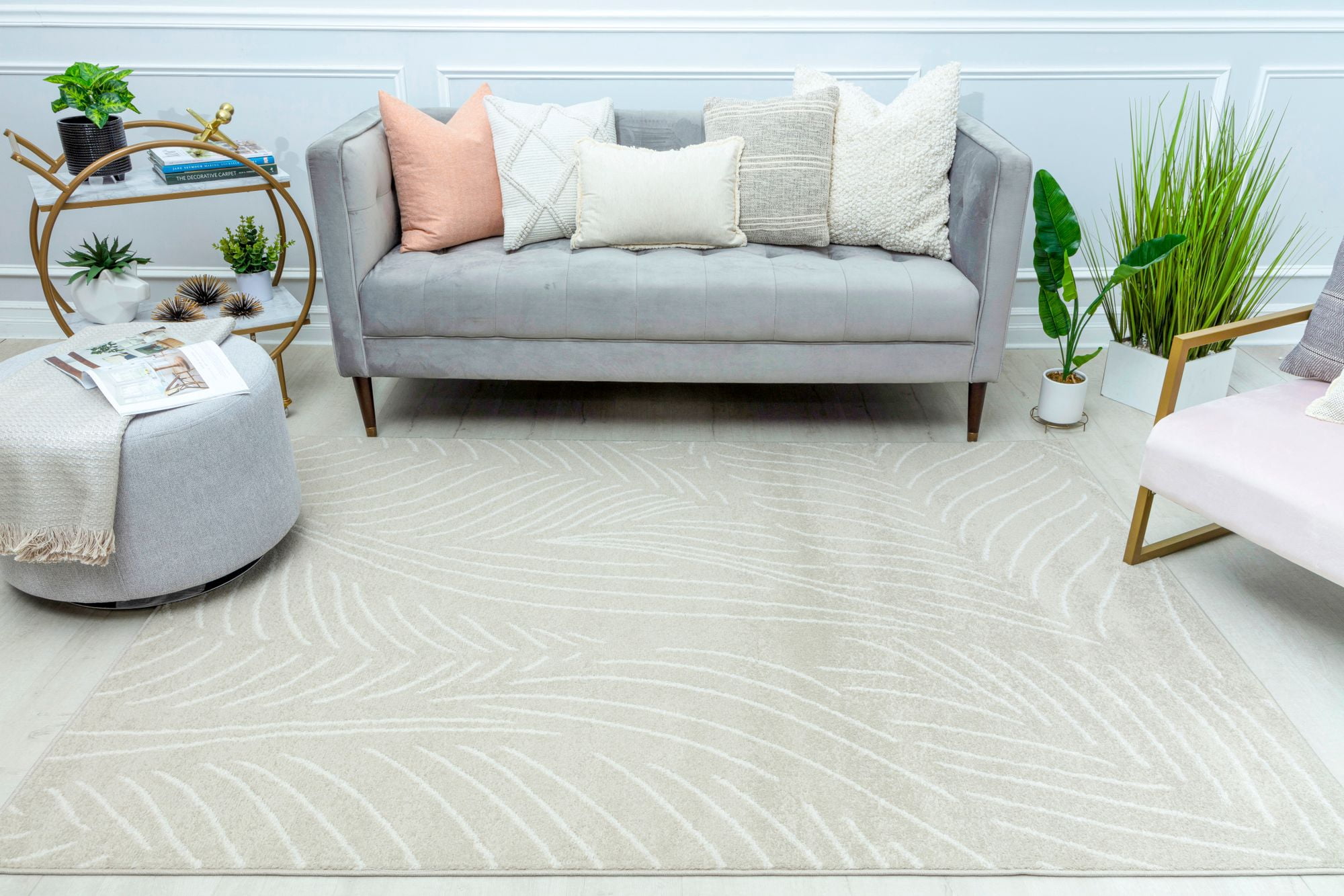 Mason Brooks Azure AZ25B Palm Cream Geometric Contemporary Tan Area Rug, 8'3" X 10'0"