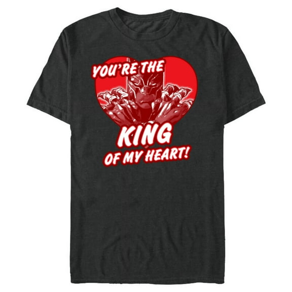 Marvel Black Panther King Valentine's Day Heart - Short Sleeve Blended T-Shirt for Adults - Customized-Dark Heather