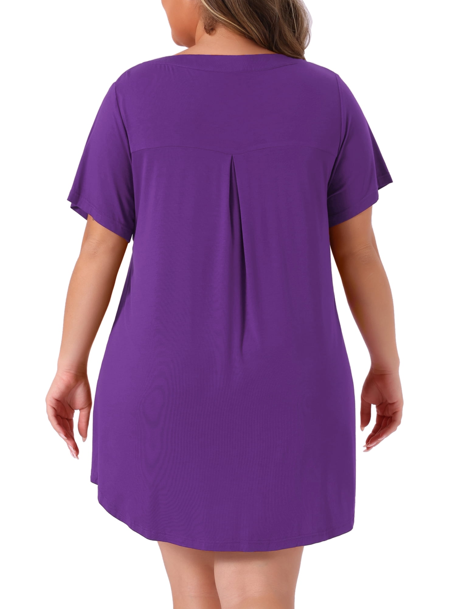 DARING DIVA Women's Plus Soft Short Sleeve Soft Button Down Nightgown 4X Purple